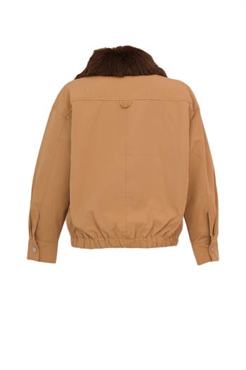 HAILEY Yakası Kürklü Trençkot - Camel