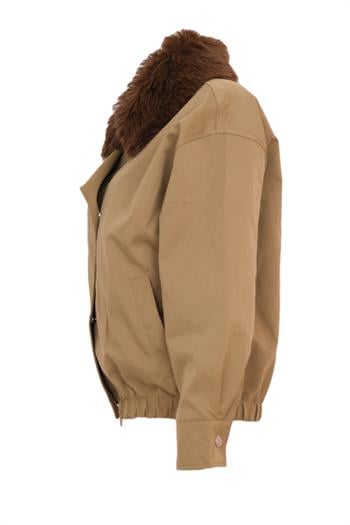 HAILEY Yakası Kürklü Trençkot - Haki