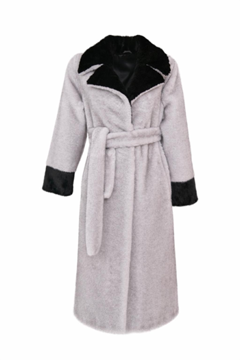 JADORE Suni Kürk Manto - Gri