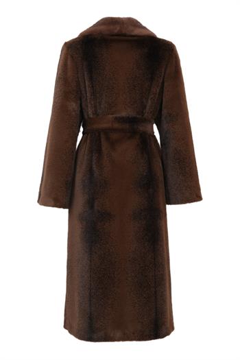 JADORE Suni Kürk Manto - Kahverengi