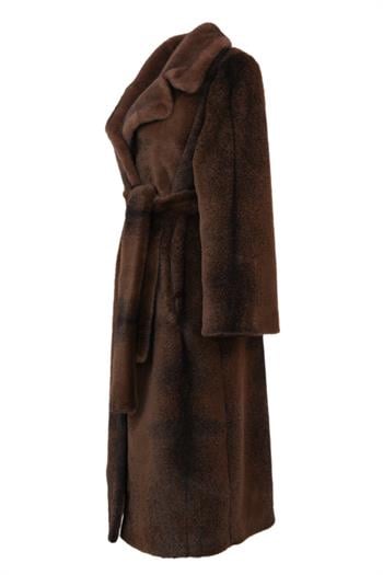 JADORE Suni Kürk Manto - Kahverengi