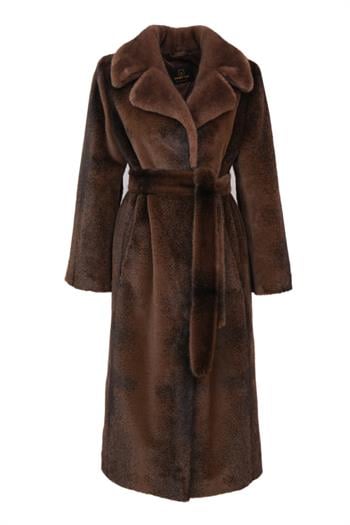 JADORE Suni Kürk Manto - Kahverengi