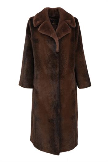 JADORE Suni Kürk Manto - Kahverengi