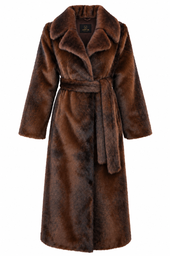 JADORE Suni Kürk Manto - Kahverengi