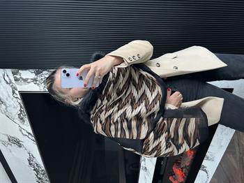 JF Desenli Kürklü Şal - Kahverengi