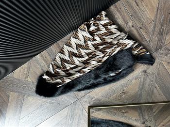 JF Desenli Kürklü Şal - Kahverengi