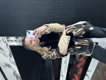 JF Desenli Kürklü Şal - Kahverengi