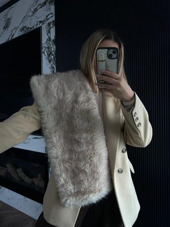 JF İçten Geçmeli Kürk Boyunluk - Bej