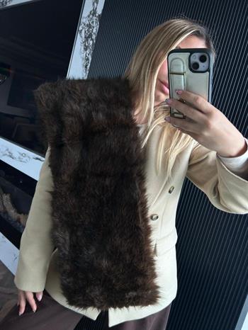 JF İçten Geçmeli Kürk Boyunluk - Kahverengi