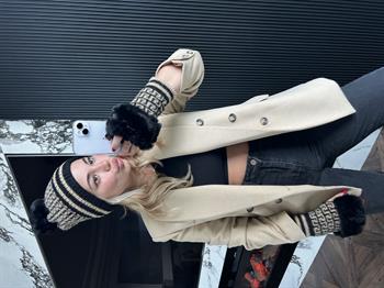 JF Kürklü Desenli Kesik Eldiven - Orjinal