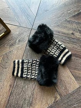 JF Kürklü Desenli Kesik Eldiven - Orjinal