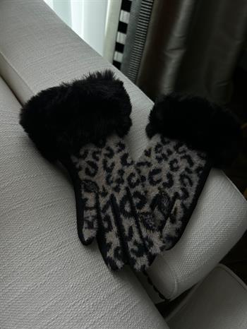 JF Kürklü Leopar Eldiven - Orjinal