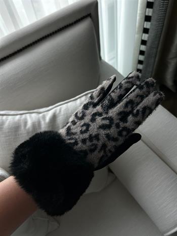 JF Kürklü Leopar Eldiven - Orjinal
