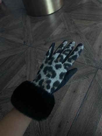 JF Leopar Desen Eldiven - Gri