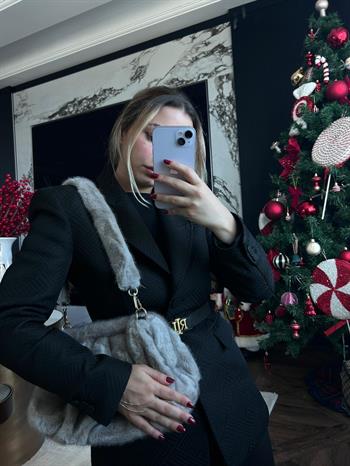 JF Peluş El Çantası - Gri