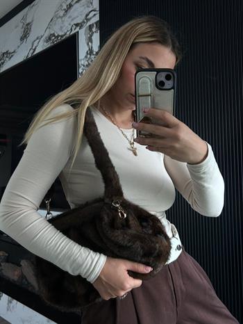 JF Peluş El Çantası - Kahverengi