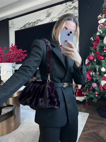 JF Peluş El Çantası - Mürdüm