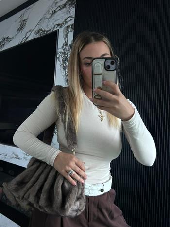 JF Peluş El Çantası - Vizon