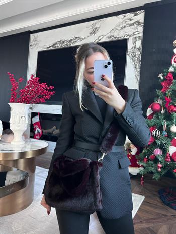 JF Peluş El Ve Omuz Çanta - Mürdüm