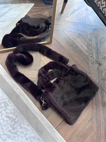 JF Peluş El Ve Omuz Çanta - Mürdüm