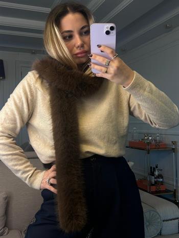 JF Peluş Uzun Boyunluk - Kahverengi