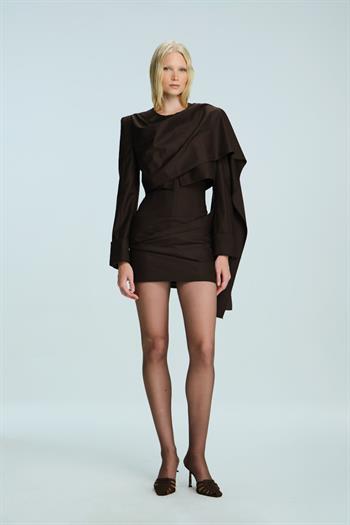 KAIA Asimetrik Drapeli Detaylı Ceket - Kahverengi