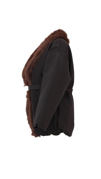 LISA Kürklü Şişme Mont - Siyah
