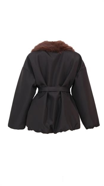 LISA Kürklü Şişme Mont - Siyah