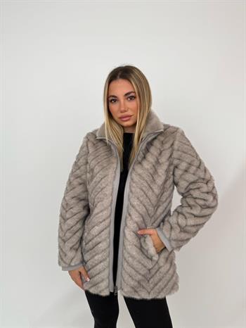 LIXUE Suni Kürk Ceket - Gri