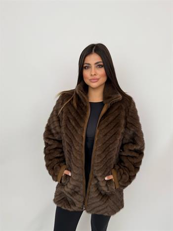 LIXUE Suni Kürk Ceket - Kahverengi