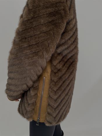 LIXUE Suni Kürk Ceket - Kahverengi