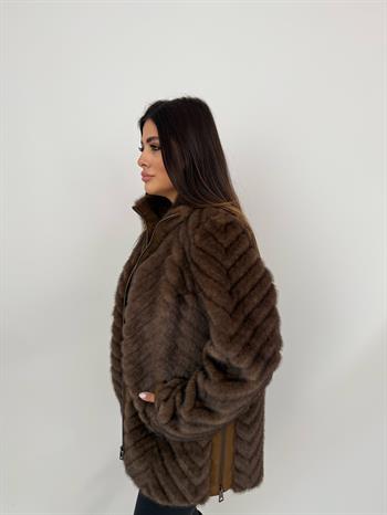 LIXUE Suni Kürk Ceket - Kahverengi