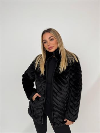 LIXUE Suni Kürk Ceket - Siyah