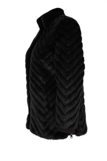 LIXUE Suni Kürk Ceket - Siyah