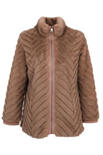 LIXUE Suni Kürk Ceket - Vizon