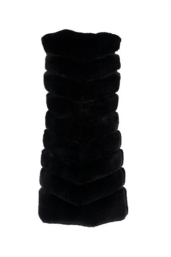Long Classic Suni Kürk Yelek - Siyah