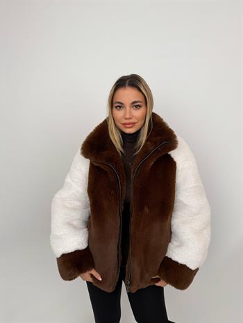 LUMORA Suni Kürk Ceket - Kahverengi