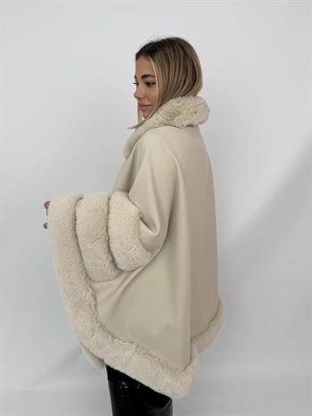 MARCELA Kürklü Kaşmir Panço - Bej