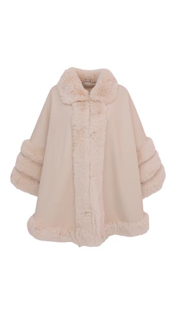 MARCELA Kürklü Kaşmir Panço - Bej