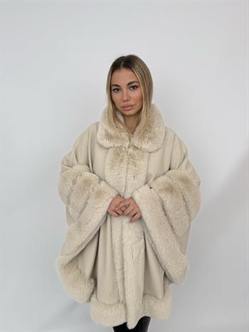 MARCELA Kürklü Kaşmir Panço - Bej
