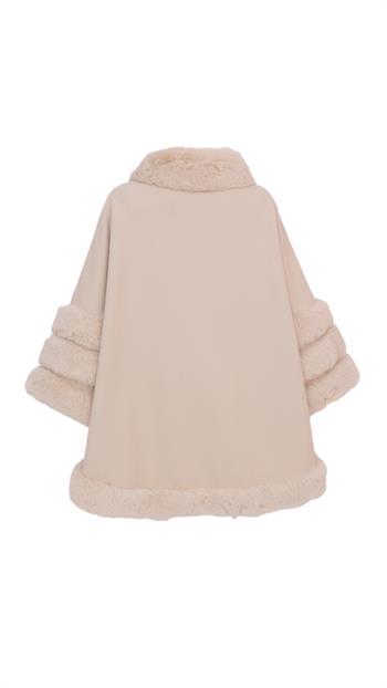 MARCELA Kürklü Kaşmir Panço - Bej