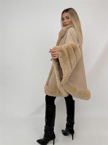 MARCELA Kürklü Kaşmir Panço - Camel