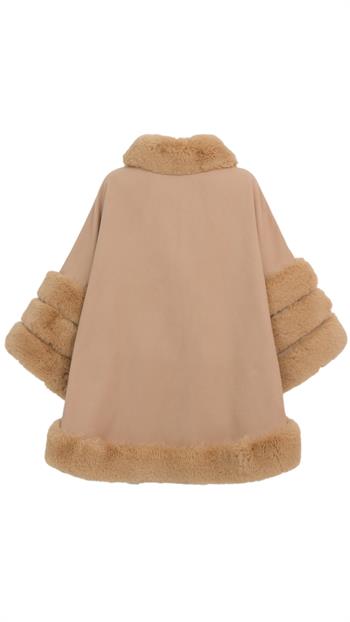 MARCELA Kürklü Kaşmir Panço - Camel