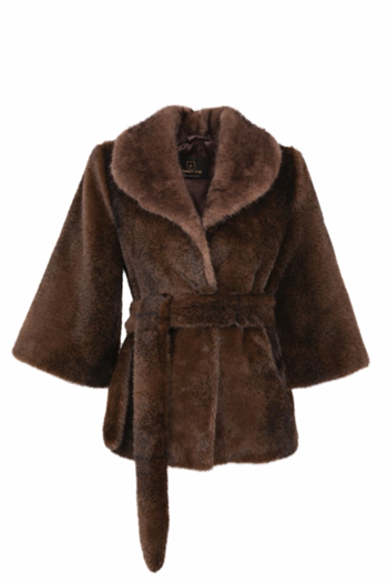 MARLY Suni Kürk Ceket - Kahverengi
