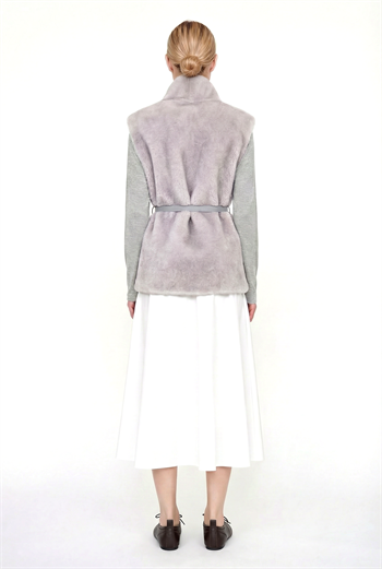 MARTINA Balıkçı Yaka Kemerli Kazak - Gri