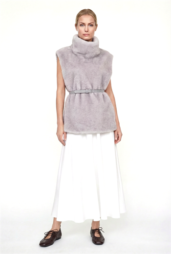 MARTINA Balıkçı Yaka Kemerli Kazak - Gri