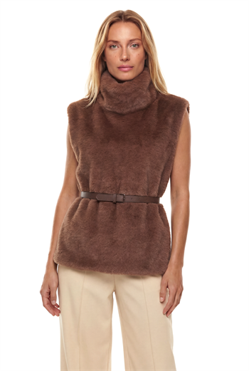 MARTINA Balıkçı Yaka Kemerli Kazak - Vizon