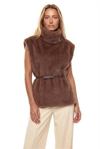 MARTINA Balıkçı Yaka Kemerli Kazak - Vizon