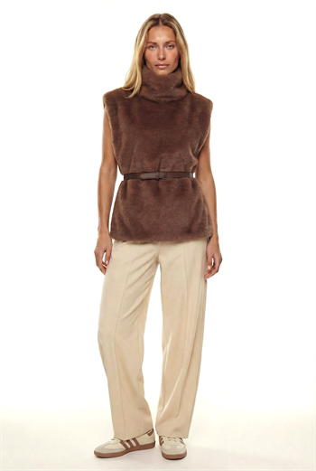 MARTINA Balıkçı Yaka Kemerli Kazak - Vizon