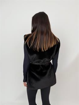 MARTINA Balıkçı Yaka Kemerli Kazak - Siyah